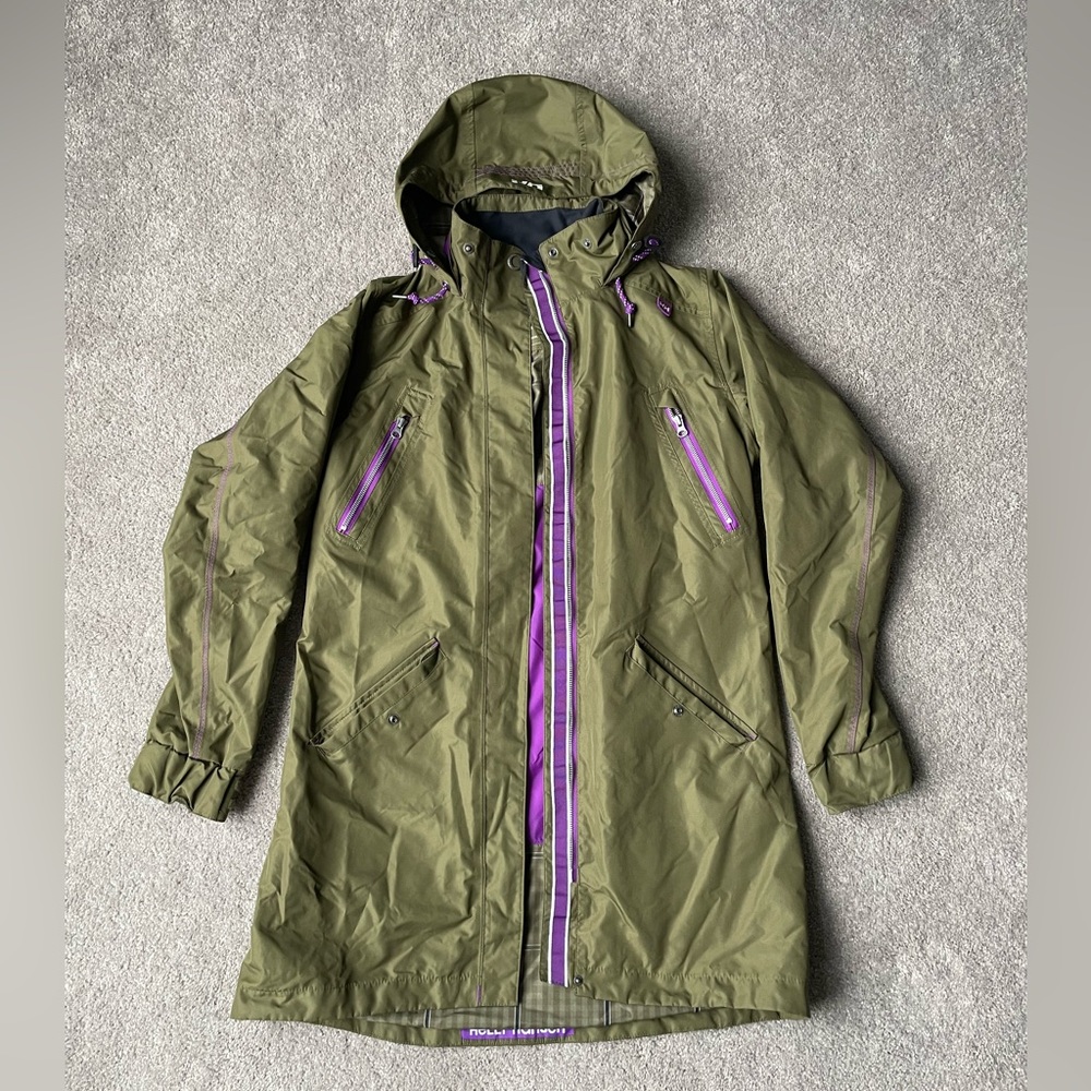 Helly Hansen Helly Tech Performance Rain Jacket Raincoat Olive Green Parka